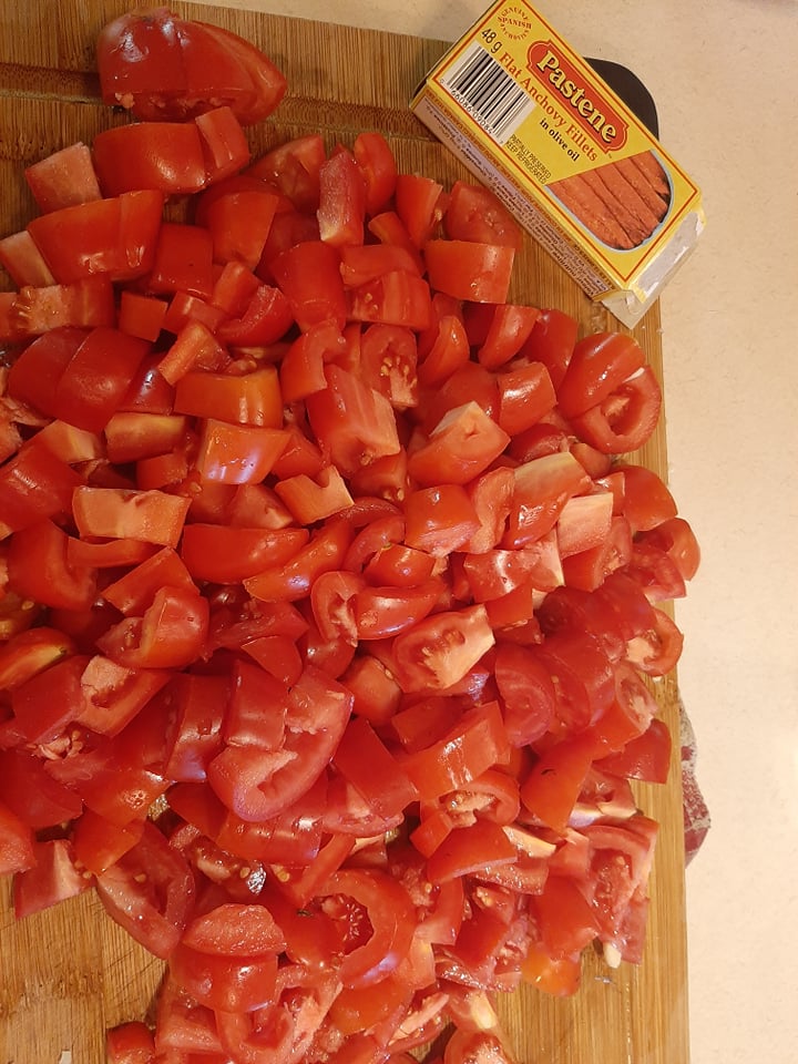 diced tomatoes with skin on and anchovies