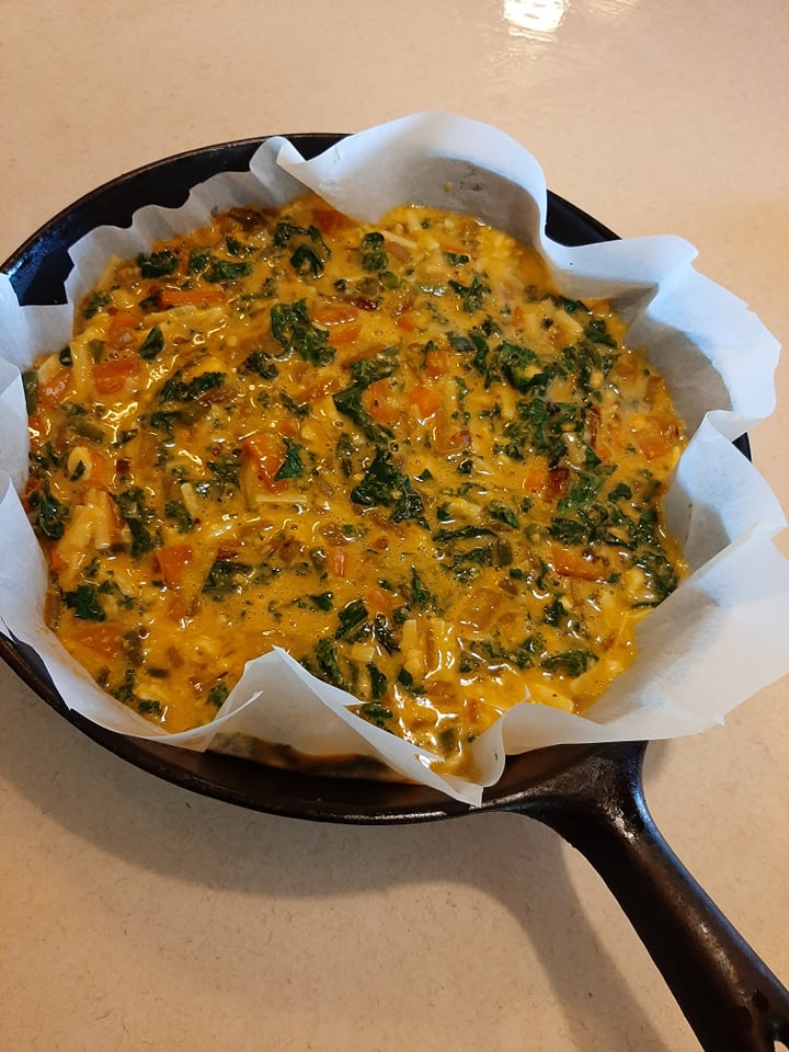 picture of frittata about to go into oven