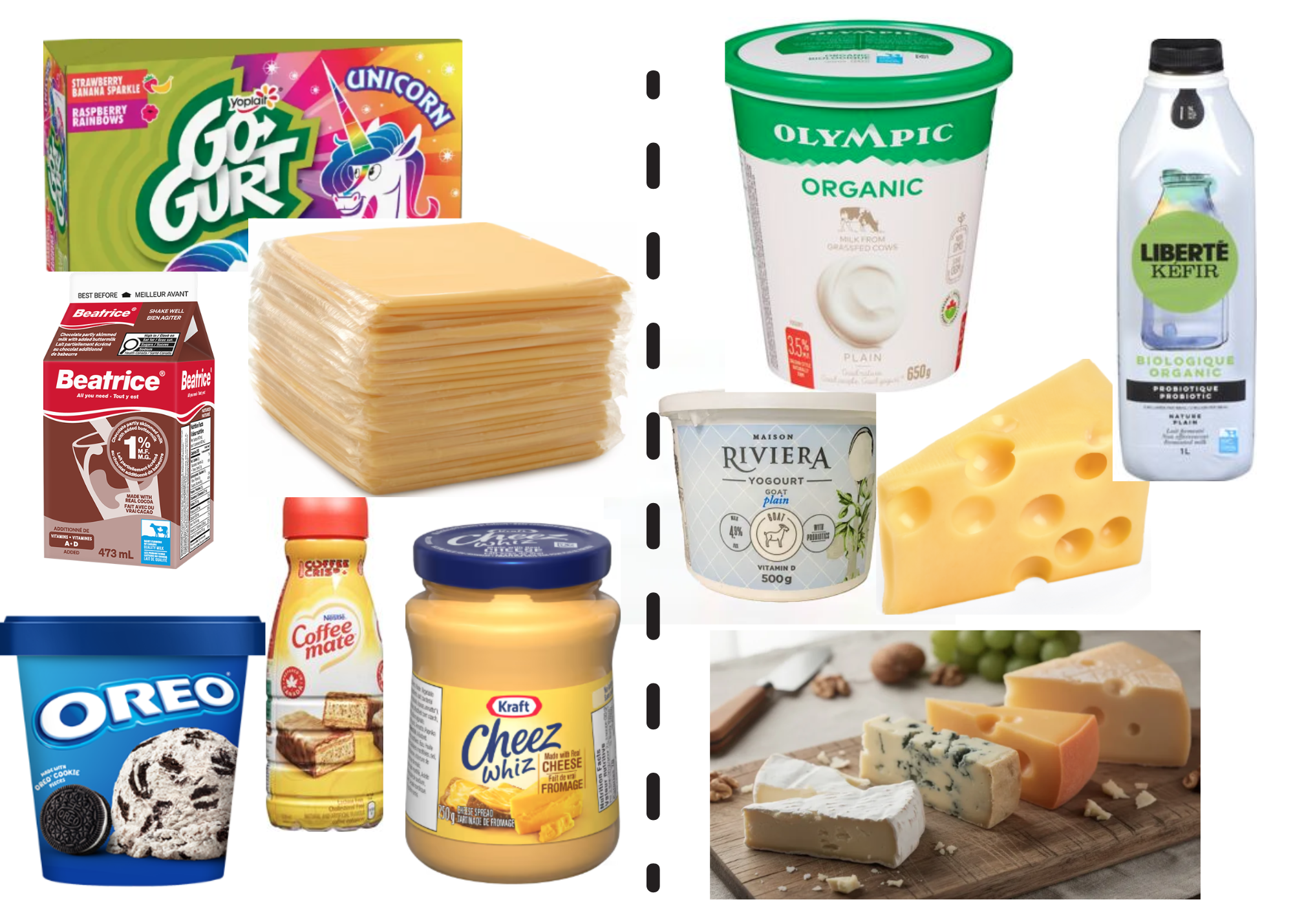 Comparison of highly processed dairy products versus minimally processed whole-food dairy options.